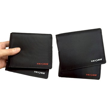 ~雪黛屋~SKYBOW 短夾二折型主袋休閒防水尼龍布刷洗加長尺寸固定型證件夾BSB0077A0136A