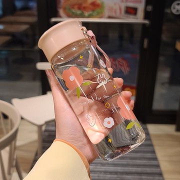 日本代購ZD玻璃水杯可愛清新少女耐熱透明杯子便攜學生日系隨手杯