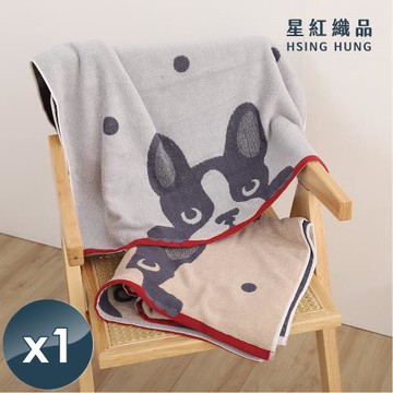 星紅織品 可愛法鬥純棉浴巾x1入