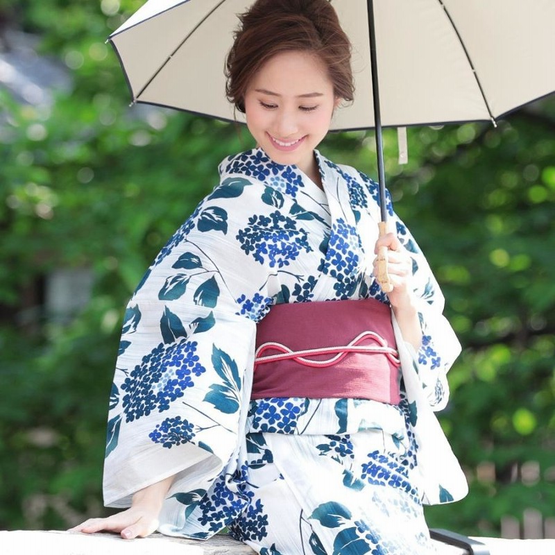 冬バーゲン☆特別送料無料!】 浴衣 女性 フリーサイズ 水色 紫 あじさい 花柄 レディース浴衣4点セット アジサイ柄 ピンク×水色