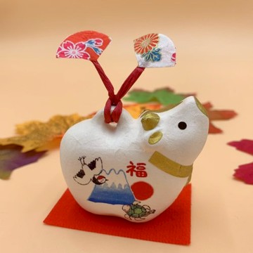 【招福干支】開運干支 生肖牛 緣起物 干支丑和紙福土鈴 R-41