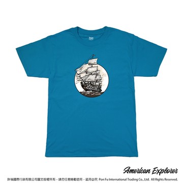 American Explorer 美國探險家 印花T恤(客製商品無法退換) 圓領 美國棉 T-Shirt 獨家設計款 棉質 短袖 -復古帆船