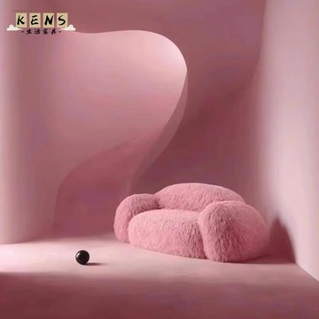 公司貨 免運 可開立發票 沙發 沙發椅 單人沙發 客廳沙發雪人熊沙發|現代輕奢網紅長毛絨粉色北歐極簡美容院服裝接待沙發工廠現貨直銷 售後保障 全館八折 5k830