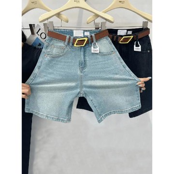 大碼女裝2025夏季高腰彈力牛仔短褲胖mm胯大腿粗顯瘦直筒五分褲子
