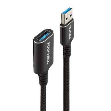 POLYWELL 寶利威爾 黑金剛 USB3.2 Type-A 公對母延長線 PW15-W45-M991  1m  1條