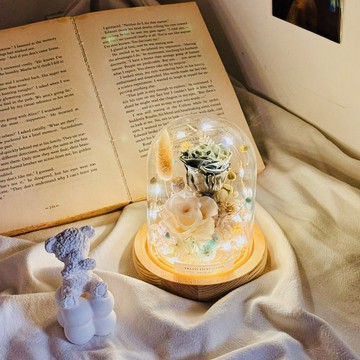小王子與他的玫瑰花 銀白款 玻璃鐘罩 可客製
