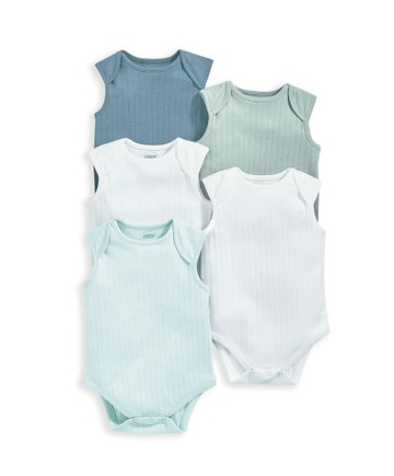 幸福感-無袖包屁衣5件組(藍)6-9m