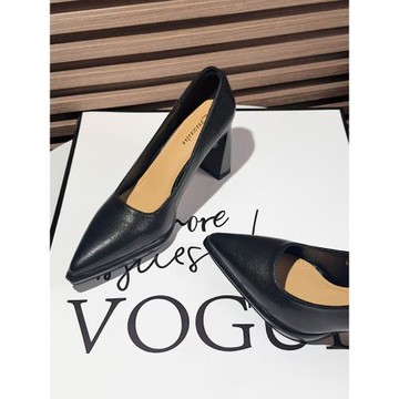 防水臺通勤職業黑色淺口粗跟單鞋女不累腳2025年新款夏尖頭高跟鞋