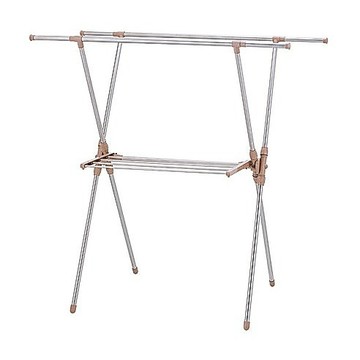【出清品】57_ikloo 宜酷屋 不銹鋼X型多功能折疊曬衣架, 98~146 x 68 x 132cm, 不鏽鋼色