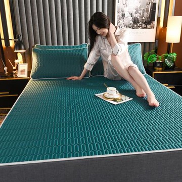 新款A類加厚純色乳膠涼席三件套夏季折疊機洗單人冰絲空調席批發