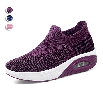 【韓國K.W.】Y7589現貨厚底免彎腰易穿氣墊網布健走鞋(休閒鞋/搖搖鞋/懶人鞋)