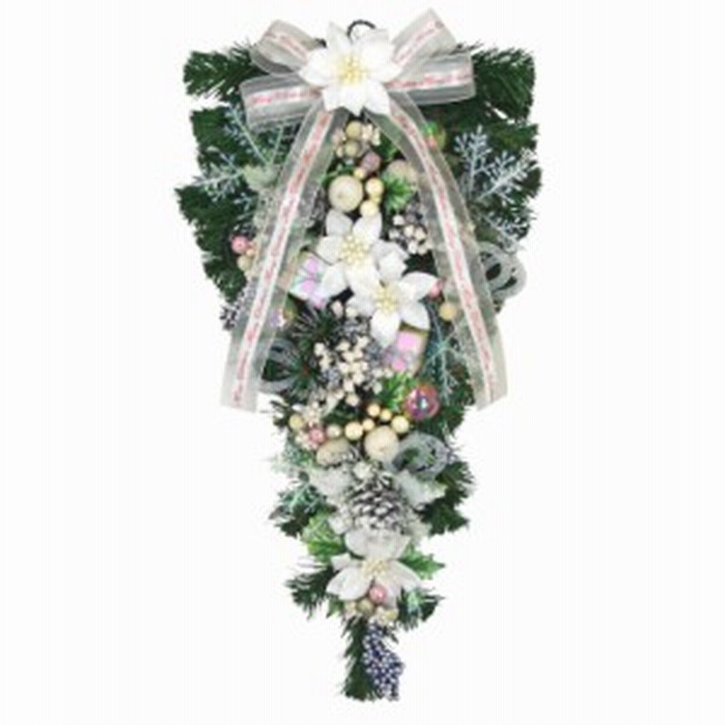 クリスマスリース60cm ホワイト おしゃれ ウォールツリー 送料無料 通販 Lineポイント最大1 0 Get Lineショッピング
