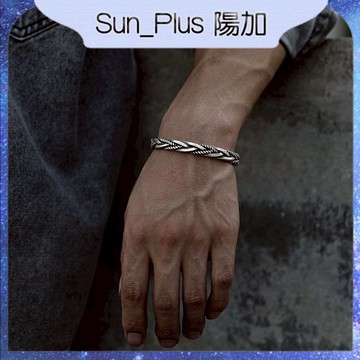 Sun_Plus 台灣現貨 雲錦M款 復古編織麻花手鐲 歐美復古編織麻花開口手鐲 合金電鍍手鐲 嘻哈做舊手鐲 手鍊 手鐲