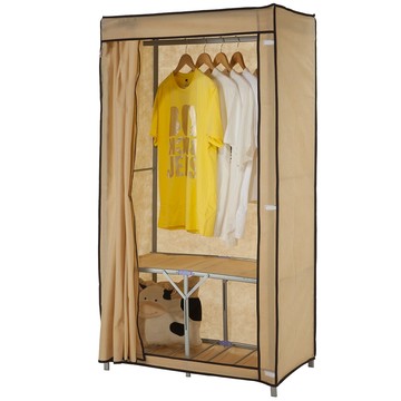 【頂堅】寬95公分(攜帶型折疊式)鐵管吊衣櫥/吊衣架-附布套4色可選淡藍色