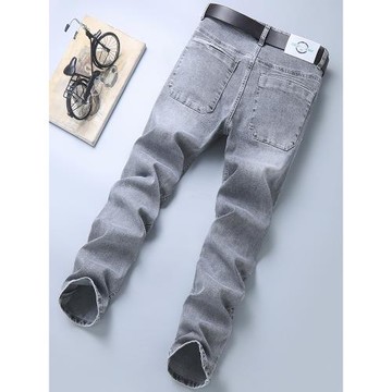 夏季高彈力牛仔褲男大碼修身小腳加肥加大胖子顯瘦日系復古薄款潮