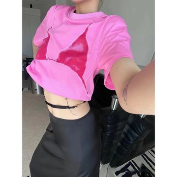 Eza Nevjrh 小眾新潮辣妹印花T恤女短袖圓領純棉上衣2025夏季新款