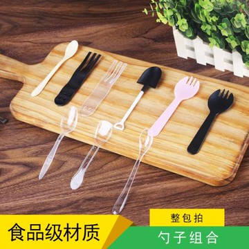 蛋糕叉勺/甜點勺子/慕斯勺子/透明塑料小勺一次性果凍勺/100只/包