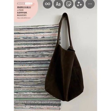 自制韓代ins款大容量通勤美拉德高級感麂皮絨2025新款單肩裝書包