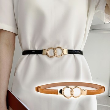 狐狸姬，雙環珍珍漆皮細腰帶女皮帶(多色)