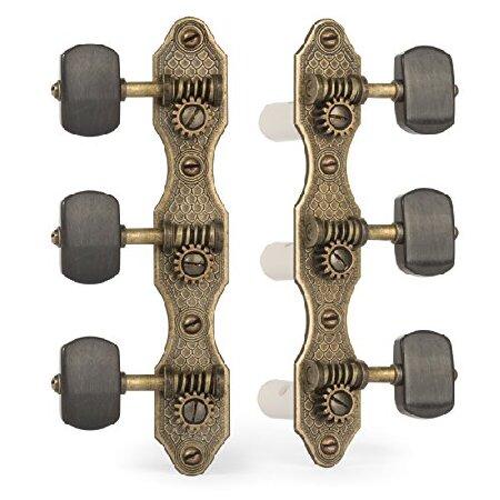 Golden Age Classical Guitar Tuners, Relic Brass with Ebony Knobs