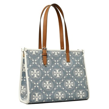 TORY BURCH MONOGRAM牛仔提花小號手提斜跨托特包 146663  ~【 菲尼斯 國際精品 ★ 疊加現抵$1300 】
