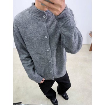 百搭圓領寬鬆慵懶休閒外套男秋冬新款長袖針織衫男