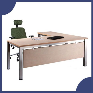 【屬過大商品，運費請先詢問】辦公家具 SKA-18090S+SKA-9050S 不銹鋼 水波紋 主管桌 辦公桌 書桌 桌子