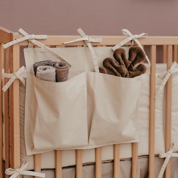 米色嬰兒床口袋收納袋