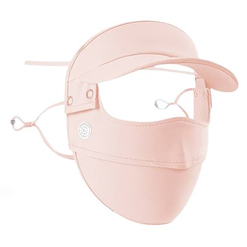 羽和暖swarm 掛耳冰絲輕量防曬面罩一體式大帽簷遮陽帽  1個  櫻花粉