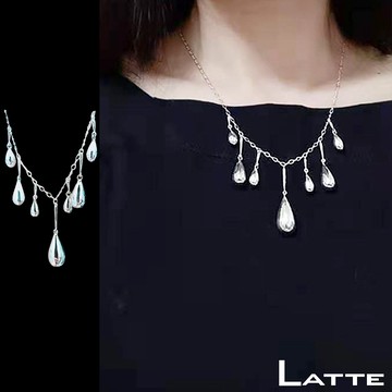 LATTE 米蘭時尚 925純銀水滴墬飾項鍊(MIT)