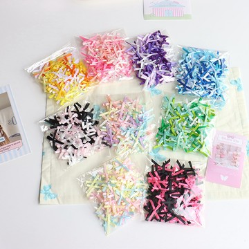 小蝴蝶結 100入裝 緞帶蝴蝶結 迷你蝴蝶結 100入裝 DIY材料 手作輔料 小卡包材 格紋蝴蝶結 裝飾蝴蝶結 手打