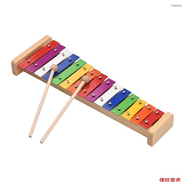 Winn 15 音符鍾琴木琴木製底座彩色鋁條帶 2 個木槌教育樂器打擊樂禮物