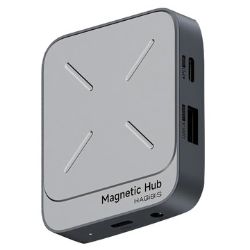 Hagibis 鋁合金雙面磁吸Type-C擴充器，多功能USB集線器，適用於筆記型電腦和平板電腦  1入  太空灰
