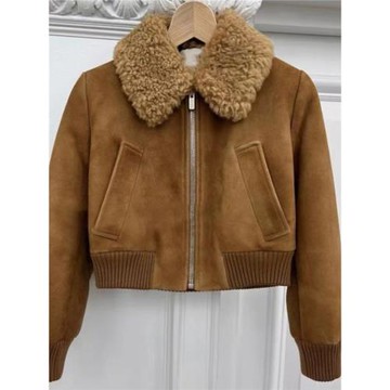 美式復古棒球服外套女秋季美拉德穿搭高級感羊羔絨皮毛一體短上衣