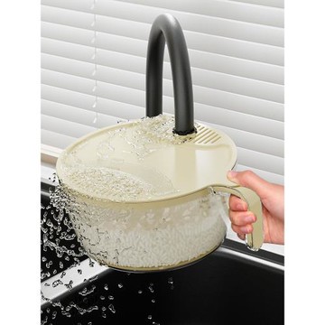 廚房瀝水籃淘米神器洗米篩淘米盆細孔帶蓋家用小號洗水果洗菜盆