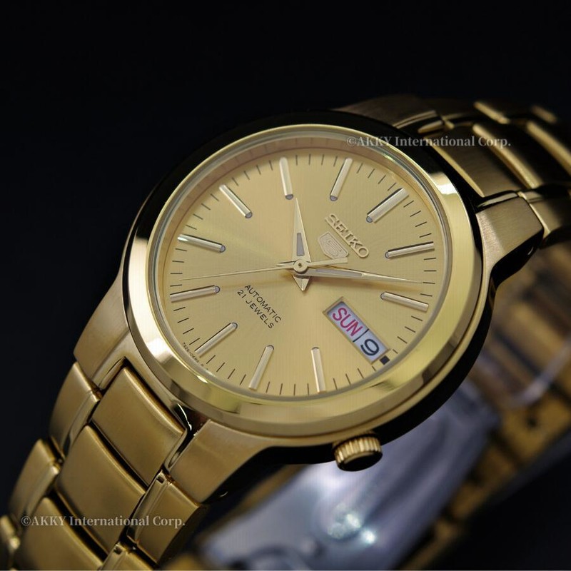 セイコー SEIKO 5 腕時計 機械式 自動巻き ゴールド 海外モデル