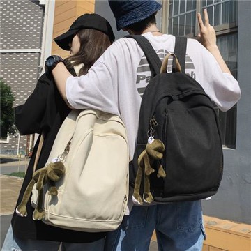 書包女初中高中大學生ins日系簡約大容量背包休閑帆布雙肩包男潮