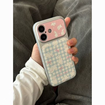 小羊皮格紋兔子iPhone蘋果17/18 防摔15/16防護14/13保護殼12/11手機殼 潮