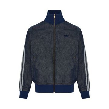 Adidas Denim Fb Tt 男款 黑藍色 三葉草 丹寧 牛仔 寬鬆 立領 拉鍊 夾克 外套 LG4857