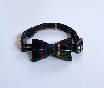 深綠x 燈芯絨格紋絲帶領