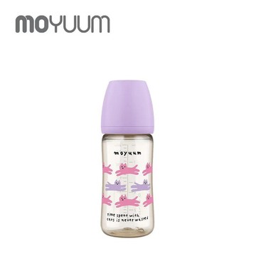 韓國MOYUUM PPSU寬口奶瓶270ml (2m+) (8809926451024貓咪夢境(葡萄紫)580元(含奶嘴)