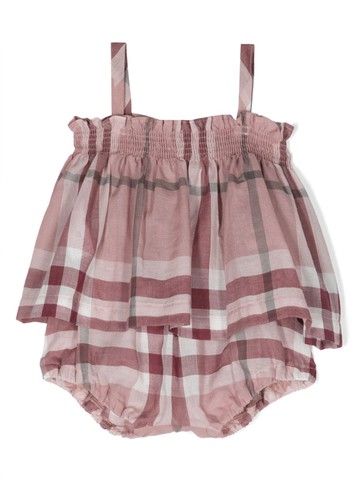 TEDDY & MINOU - checked cotton dress set - kids - Cotton - 36 mth - Pink
