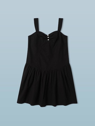 French Shirred Dress_Black