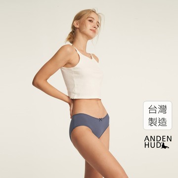 【Anden Hud】抗菌系列．花邊中腰三角內褲(霧霾藍) 純棉台灣製