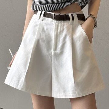 [米蘭精品] 現貨+預購 高腰西裝褲法式A字短褲直筒五分短褲顯瘦休閒女裝-寬褲短褲女褲子4色74ma33