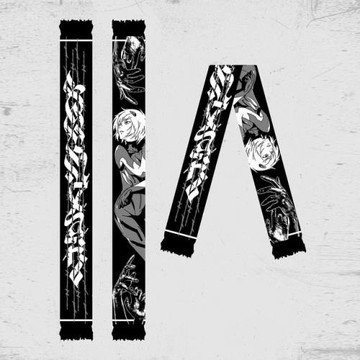 шарф韓版新款暗黑風動漫元素雙面提花情況潮流百搭圍巾scarf