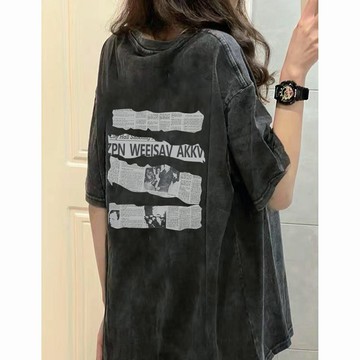 【飯團原創】100%純棉 t恤 短袖 衣服 t 水洗 oversize t恤 ins 風 歐美上衣 美式復古上衣 長版