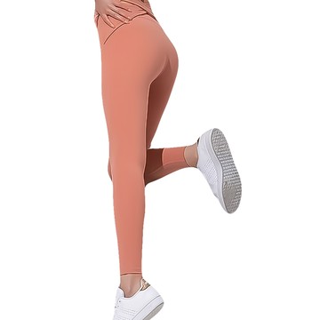 超彈力提臀瘦腿鯊魚褲 高腰收腹 交叉美腰 蜜桃臀線  L  氣質橙