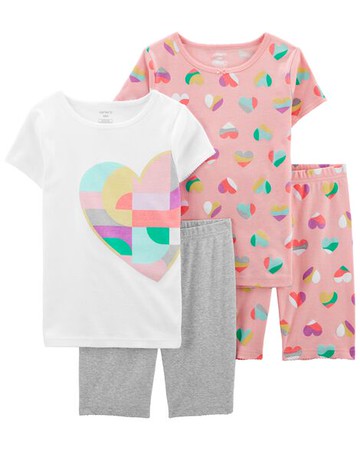 Kid 4-Piece Hearts 100% Snug Fit Cotton PJs
