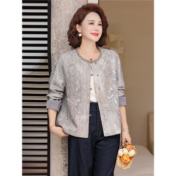 新中式媽媽秋裝洋氣中老年女裝復古春秋季上衣服夾克短款國風外套